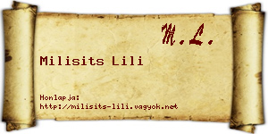 Milisits Lili névjegykártya